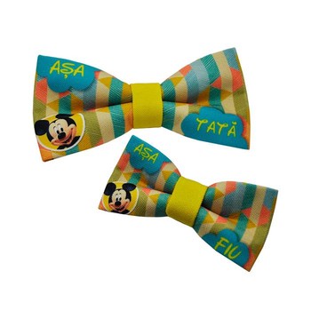 Set Papion personalizabil Tata si Fiu Colourful Mickey Mouse