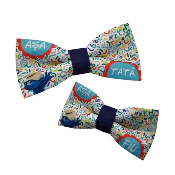 Set Papion personalizabil Tata si Fiu Smurfs