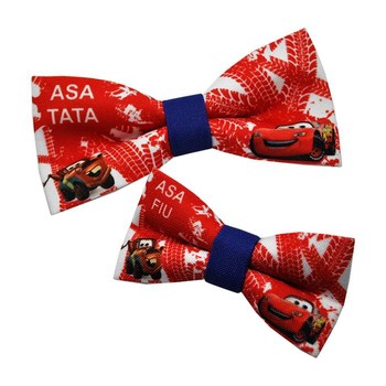 Set Papion personalizabil Tata si Fiu RED CARS