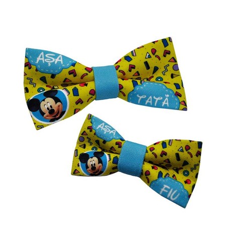 Set Papion personalizabil Tata si Fiu Yellow Mickey Mouse