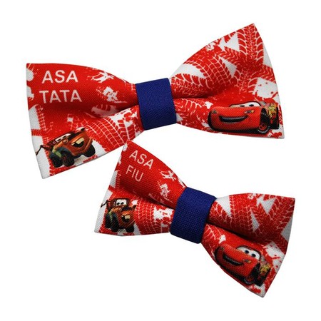 Set Papion personalizabil Tata si Fiu RED CARS